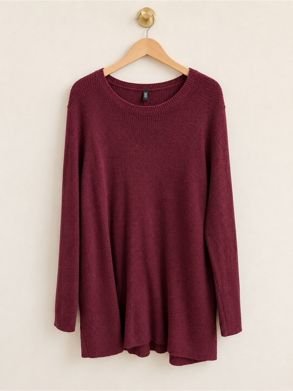 Eileen Fisher 1X Burgundy Merino Wool Oversized Tunic Sweater Italian Yarn